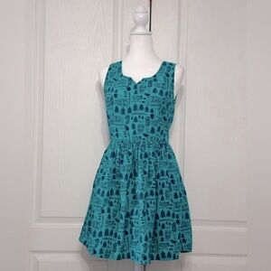 Modcloth Blue and Black Patterned Mini Dress